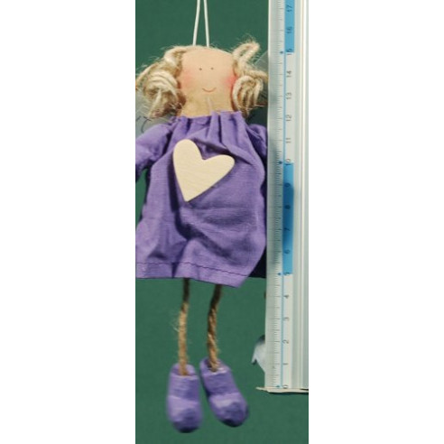 Ángel vestido lila corazón madera 18 cm ropa Baden