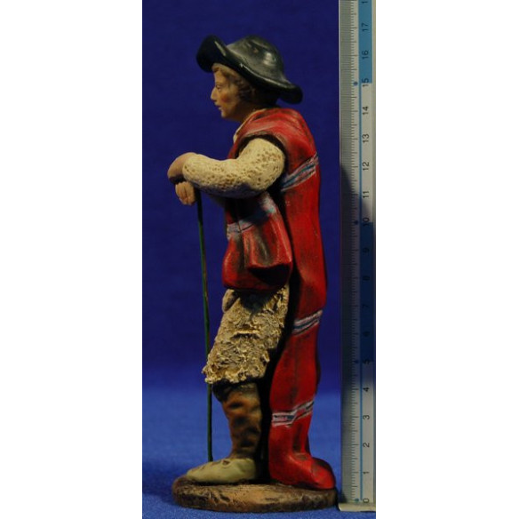 Shepherd with stick Salzillo style 16 cm clay painted Cuenca