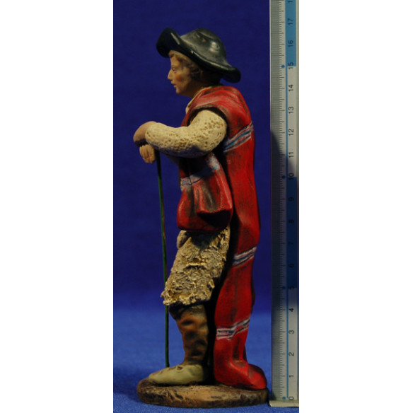Pastor con bastón estilo Salzillo 16 cm barro pintado Cuenca