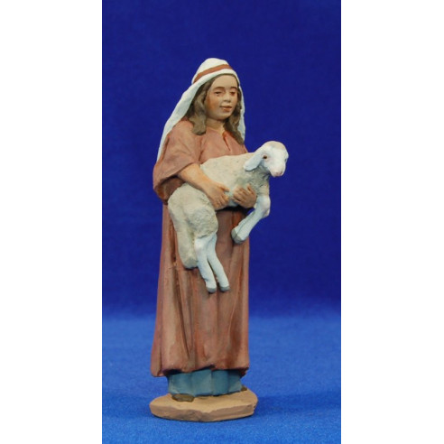bambina con pecora 20 cm pasta ceramica Hermanos Cerrada
