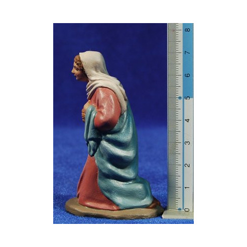 Woman addoring with bread 9 cm clay painted Daniel