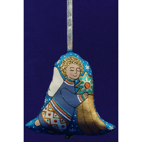 Angel con estrella forma campana 12 cm ropa pintada