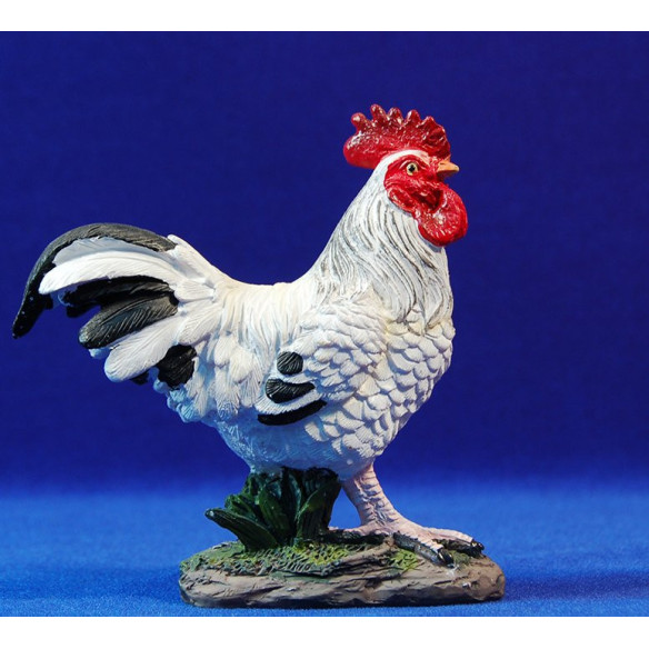 White rooster 40 cm resina