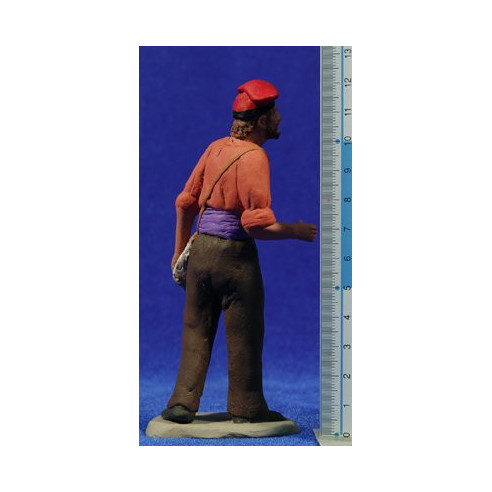 Pastor catalán con bolsa 12 cm barro pintado Delgado