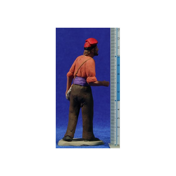 Shepherd catalan with bag 12 cm clay painted Delgado