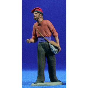 Pastor catalán con bolsa 12 cm barro pintado Delgado