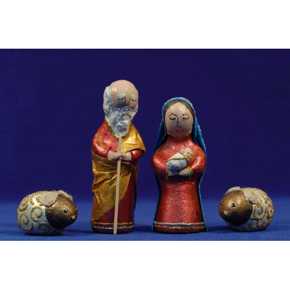 Nacimiento dos corderos 13 cm papel maché