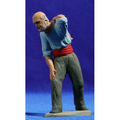 Shepherd catalan with sack 12 cm clay painted Delgado