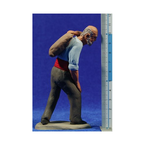 Shepherd catalan with sack 12 cm clay painted Delgado