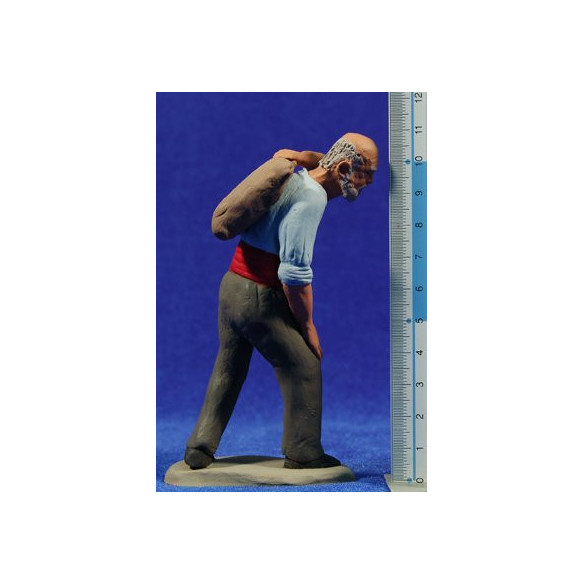Shepherd catalan with sack 12 cm clay painted Delgado