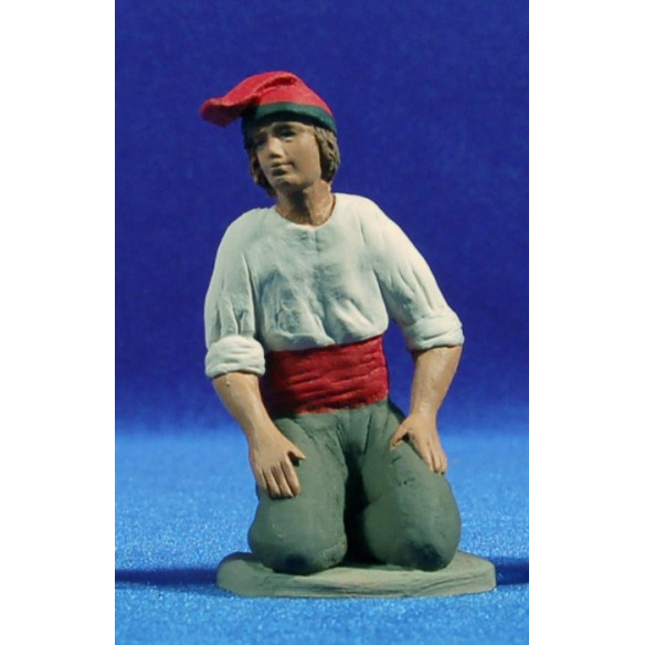 Shepherd catalan addoring with barretina 12 cm clay painted Delgado
