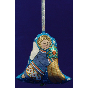 Angel with stella bell form 12 cm painted cloth