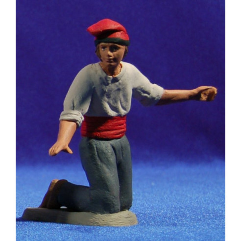 Shepherd catalan addoring open arms 12 cm clay painted Delgado