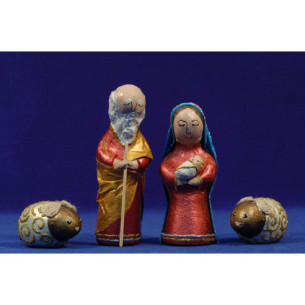 Nativity two lambs 13 cm paper maché