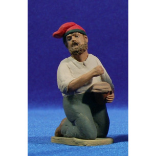Pastore catalano adorando con zambomba 12 cm terracotta dipinte Delgado