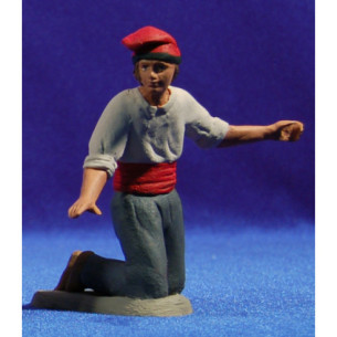 Shepherd catalan addoring open arms 12 cm clay painted Delgado