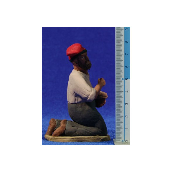 Pastore catalano adorando con zambomba 12 cm terracotta dipinte Delgado