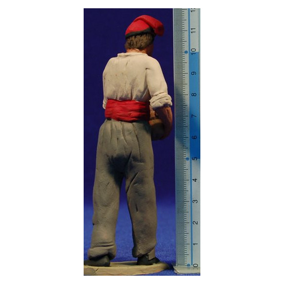 Pastor catalán tocando zimbomba 12 cm barro pintado Delgado