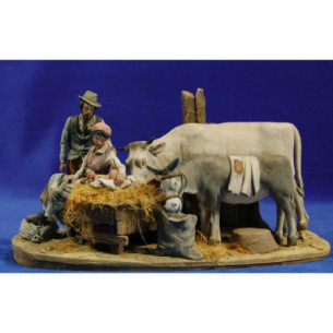 Nativity popular model 1 10 cm clay painted De Francesco