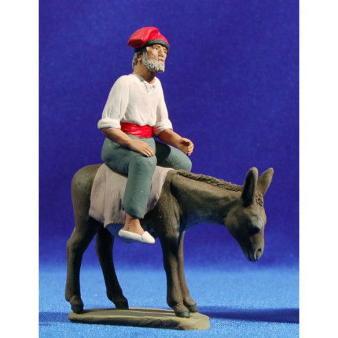Pastor anciano catalán asno 12 cm barro pintado Delgado
