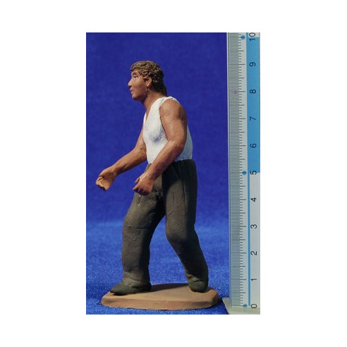 Pastore catalano con asino sdraiato 12 cm terracotta dipinte Delgado