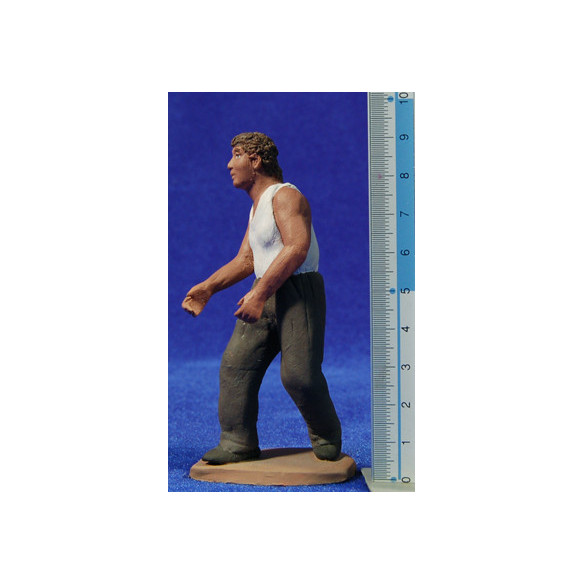Pastor catalán con asno estirado 12 cm barro pintado Delgado