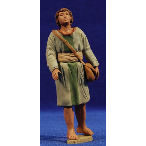 Young shepherd hebrew 12 cm clay painted Delgado