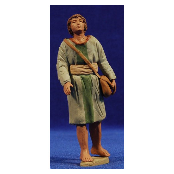 Young shepherd hebrew 12 cm clay painted Delgado
