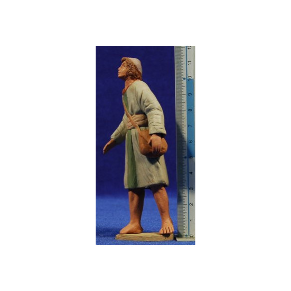 Young shepherd hebrew 12 cm clay painted Delgado