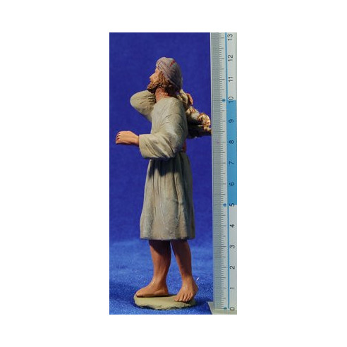 Shepherd hebrew with wood 12 cm clay painted Delgado