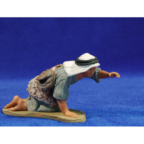 Shepherd hebrew addoring lying 12 cm clay painted Delgado