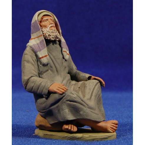 Shepherd seating hebrew 12 cm clay painted Delgado
