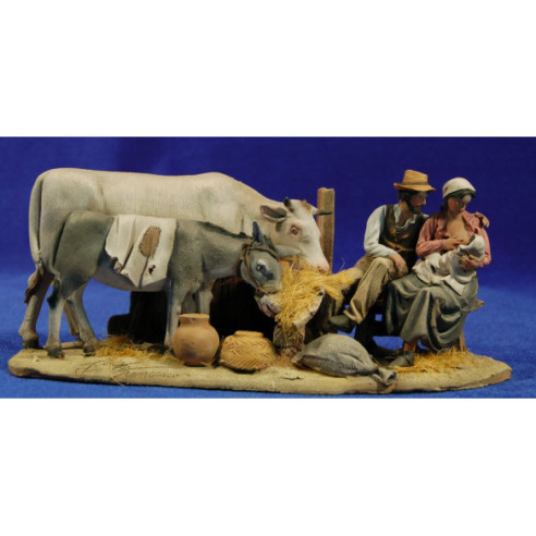 Nativity popular model 3 10 cm clay painted De Francesco