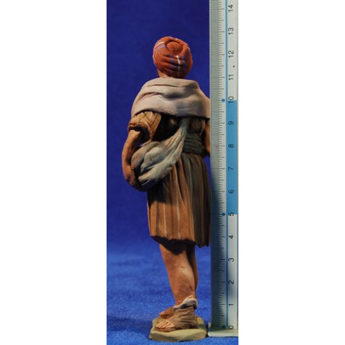 Pastor hebreo con bolsa 12 cm barro pintado Delgado