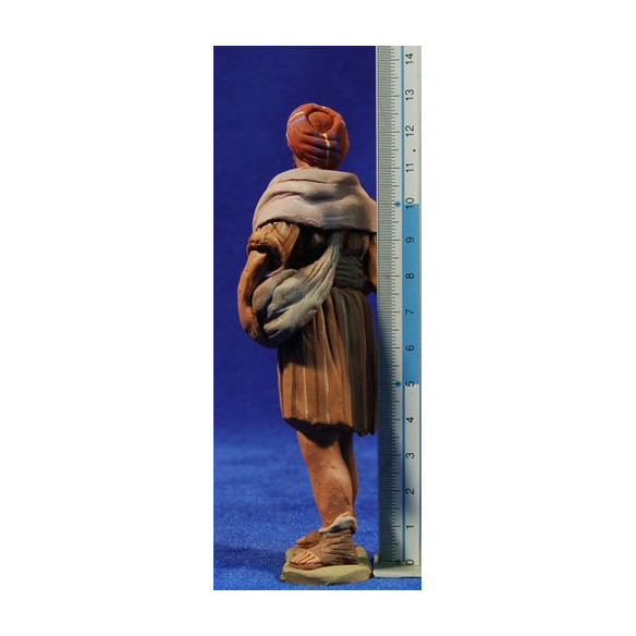 Pastor hebreo con bolsa 12 cm barro pintado Delgado