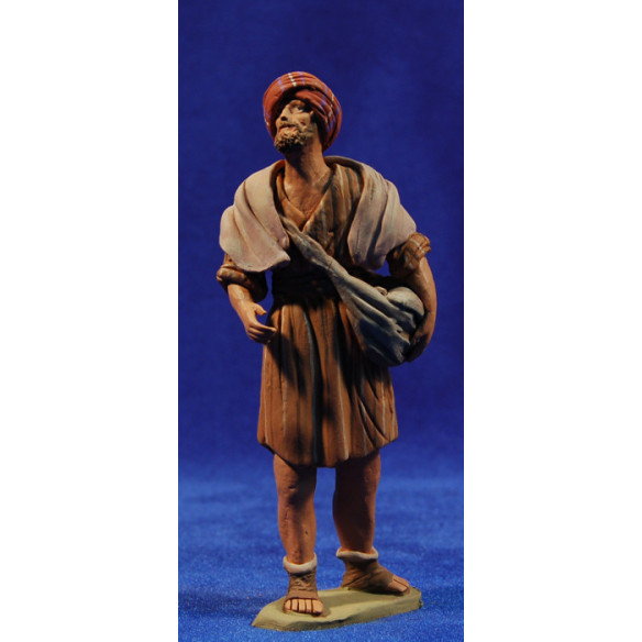 Pastor hebreo con bolsa 12 cm barro pintado Delgado