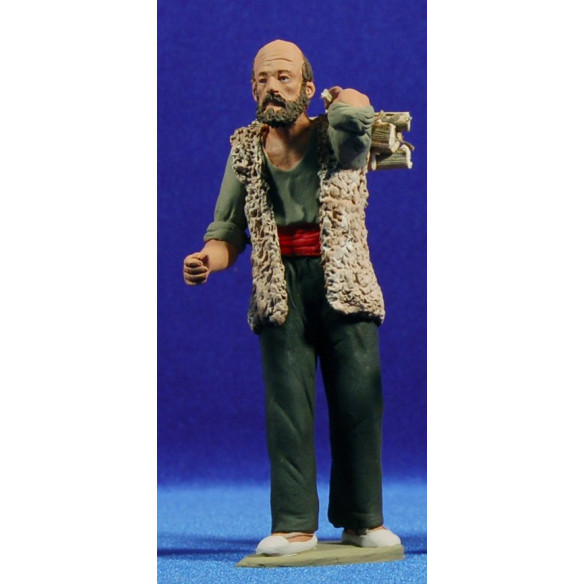 Pastor catalán con leña 15 cm barro pintado Delgado