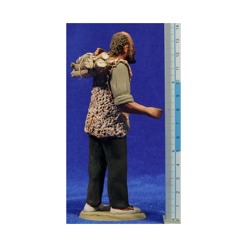 Pastor catalán con leña 15 cm barro pintado Delgado