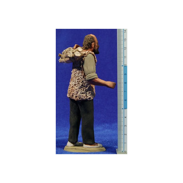 Pastor catalán con leña 15 cm barro pintado Delgado