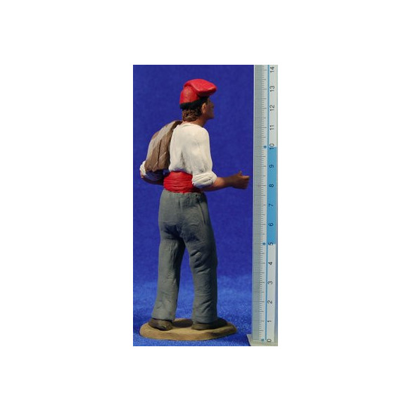 Pastor catalán con manta 15 cm barro pintado Delgado