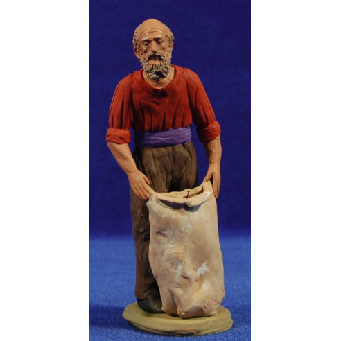 Pastor català amb sac 15 cm fang pintat Delgado