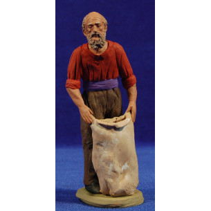 Pastor catalán con saco 15 cm barro pintado Delgado