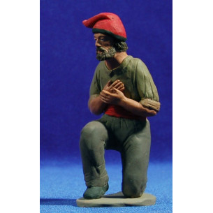 Pastore catalano adorando con le bracie attraversate 15 cm terracotta dipinte Delgado