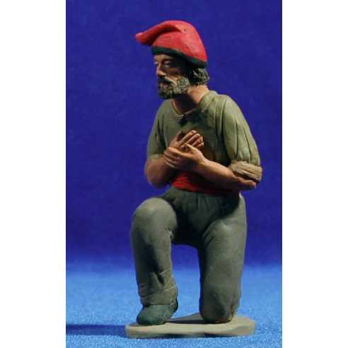 Pastore catalano adorando con le bracie attraversate 15 cm terracotta dipinte Delgado