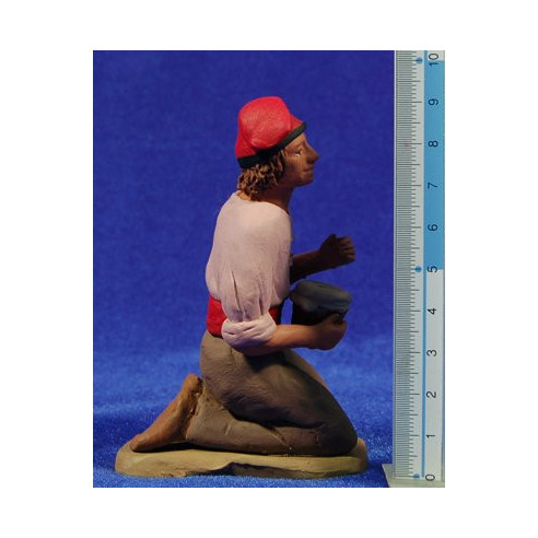 Shepherd catalan addoring with zambomba 15 cm clay painted Delgado