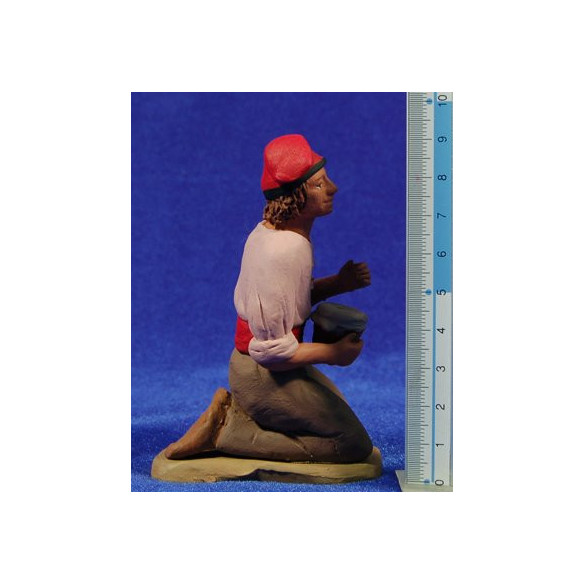 Pastore catalano adorando con zambomba 15 cm terracotta dipinte Delgado