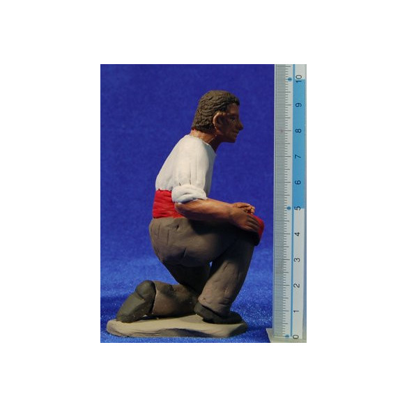 Pastore catalano adorando con barretina in mano 15 cm terracotta dipinte Delgado