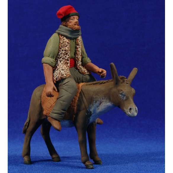 Shepherd catalan with donkey m1 15 cm clay painted Delgado