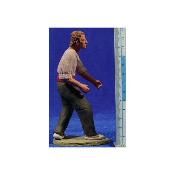 Pastor catalán estirando asno 15 cm barro pintado Delgado