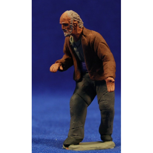 Pastore vecchio catalano adorando 8 cm terracotta dipinte Delgado